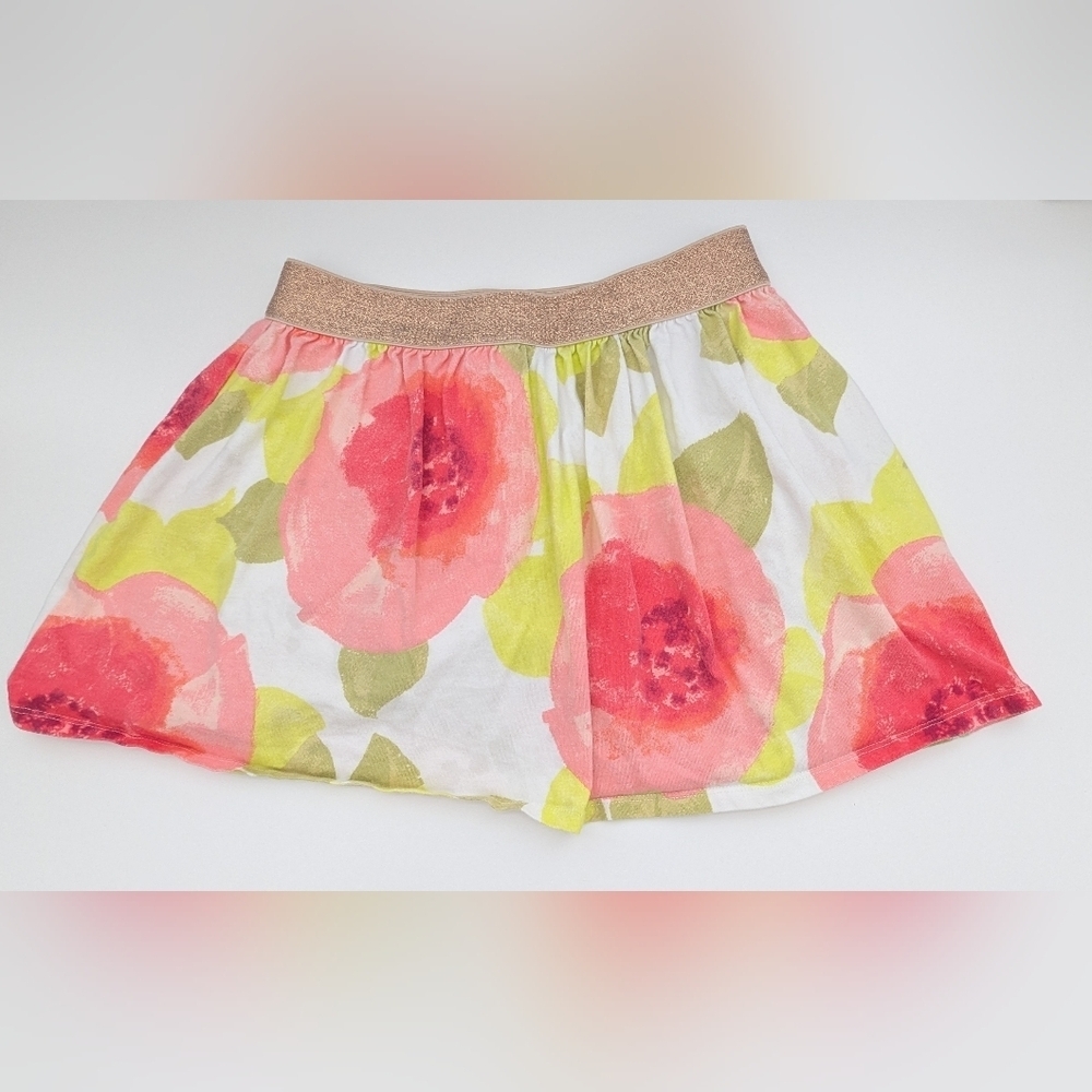 Gymboree Girls' (Size 10) 100% Cotton Floral Skort with Gold Elastic Waistband